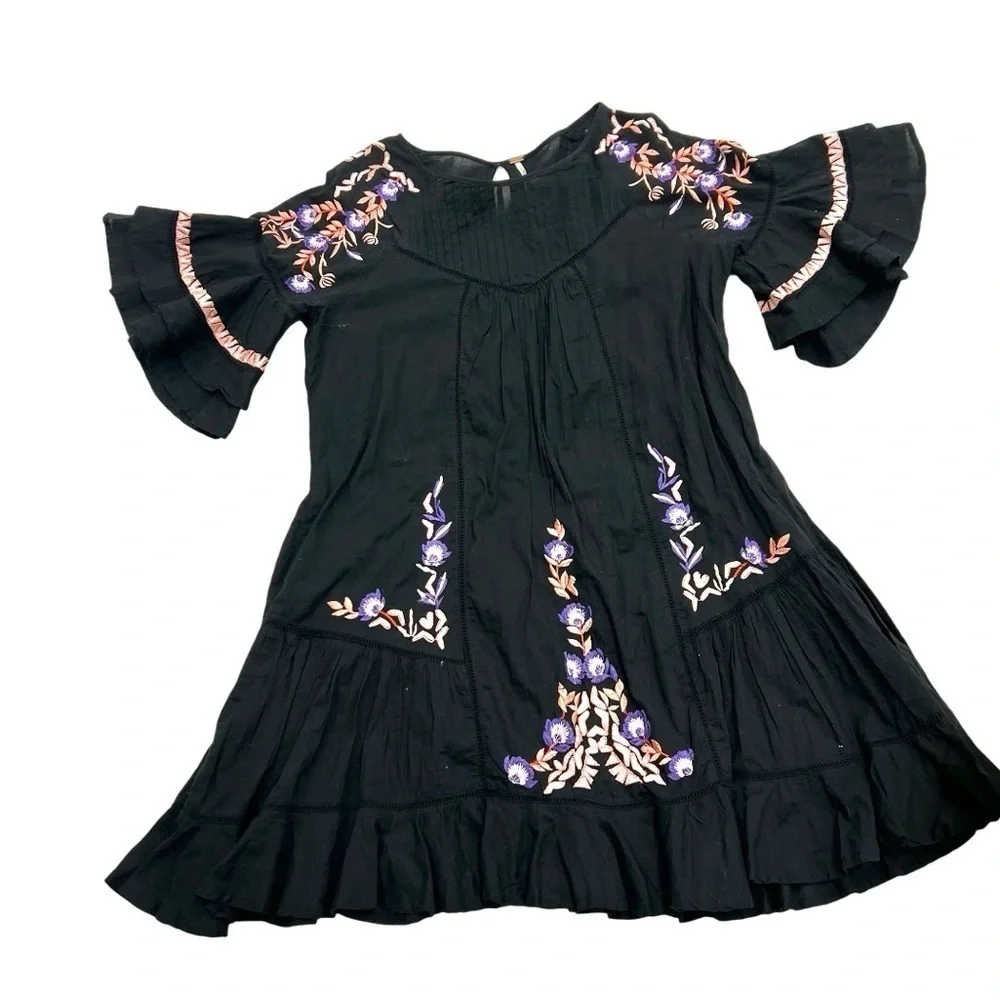 Free People Embroidered Mini Dress Women Size S